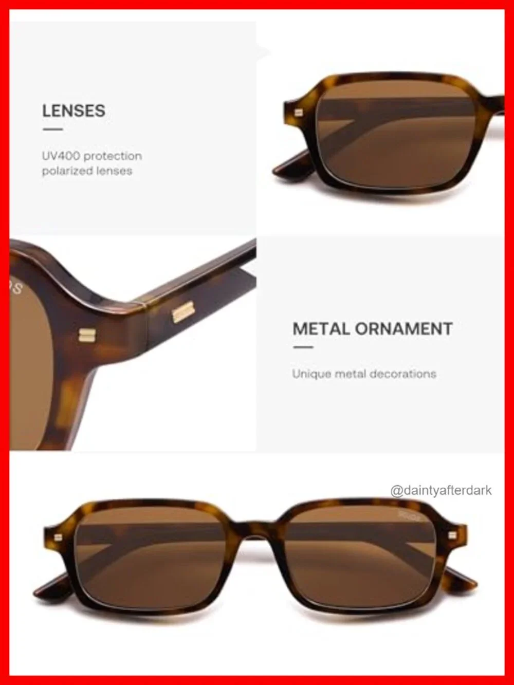 Trendy Rectangle Polarized Sunglasses Womens Mens Thin Slim Square Sunnies